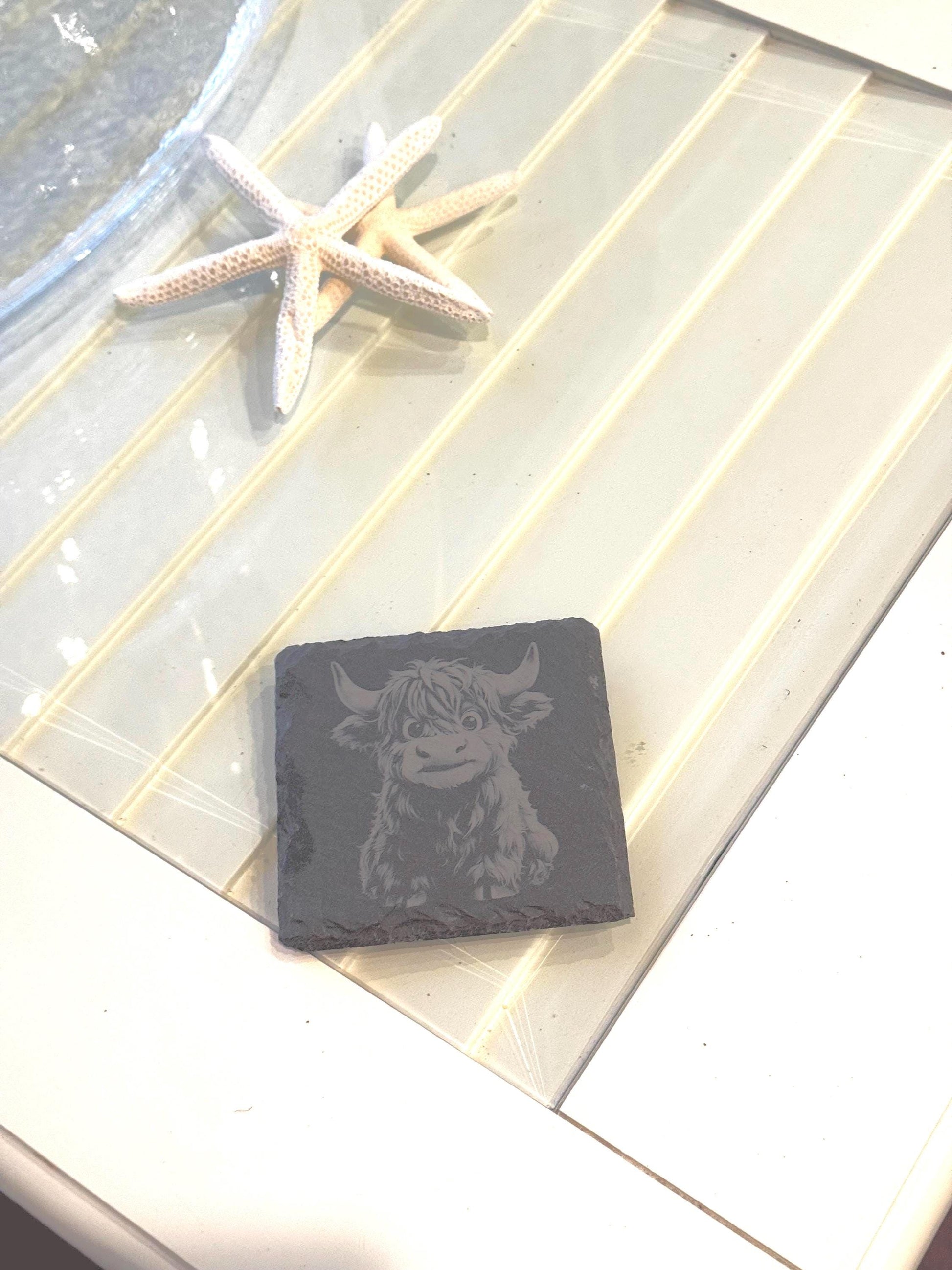 Cute Highland Cow drink coasters - Nancy’s Custom Creations