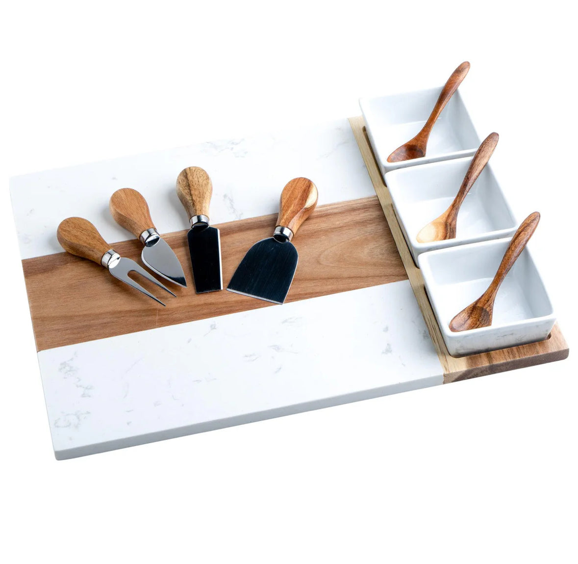 Marble Charcuterie Board - 11 Piece Set