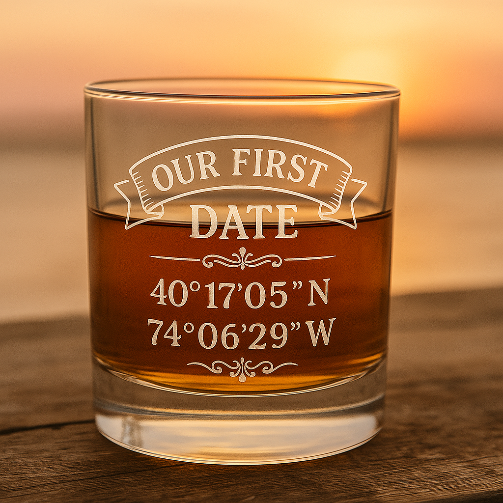 Custom Engraved Decanter and Whiskey Rocks Glasses