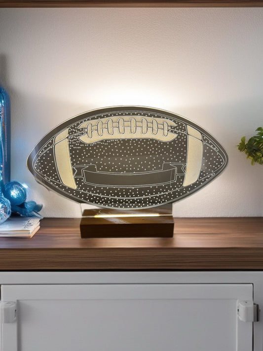Personalized Football Night Light – Custom Engraved Acrylic LED Lamp | Sports Room Decor | Kids Bedroom Light | Gift for Football Fans