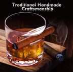 Cigar Whiskey Glasses – Set of 2 with Ice Ball Base