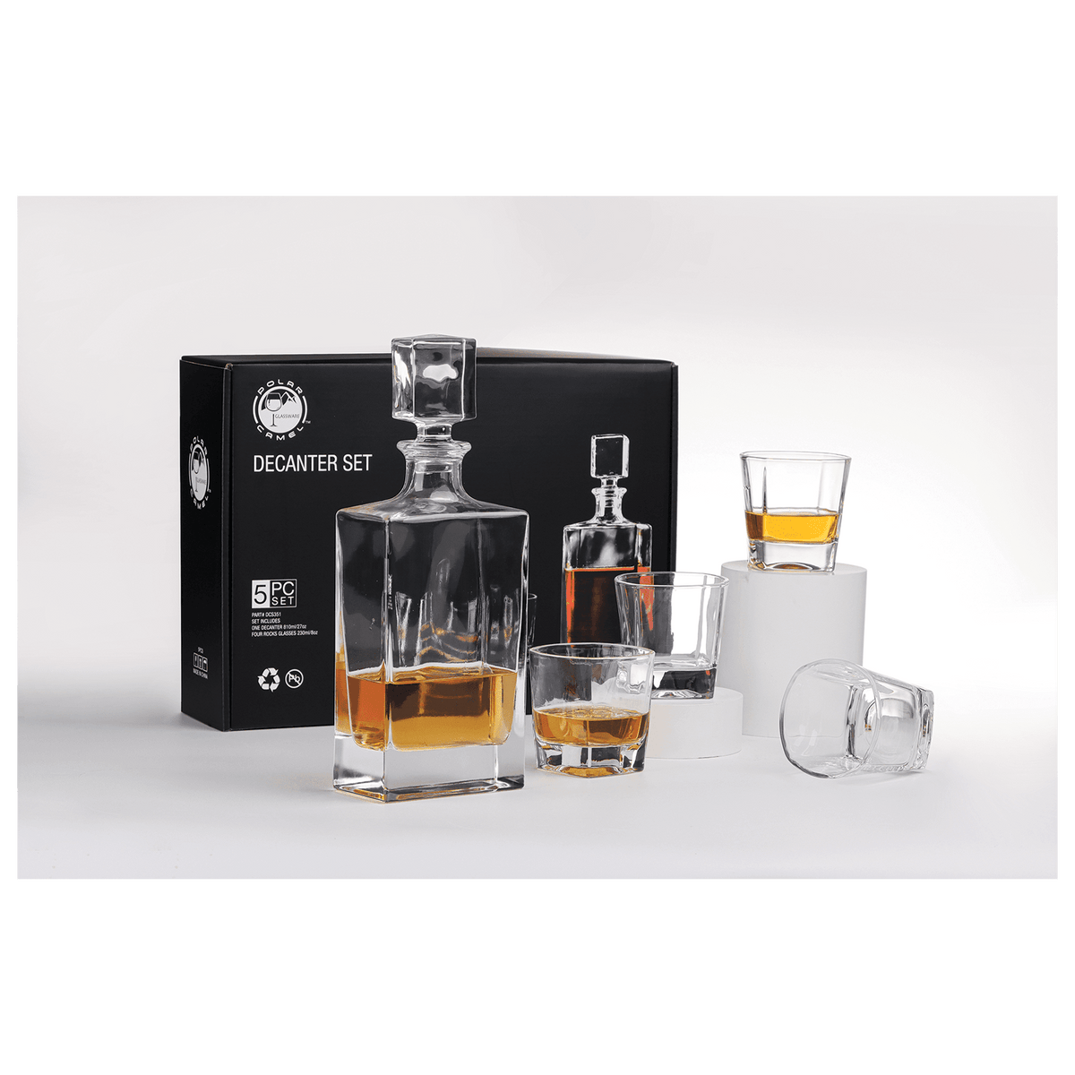 Custom Engraved Decanter and Whiskey Rocks Glasses