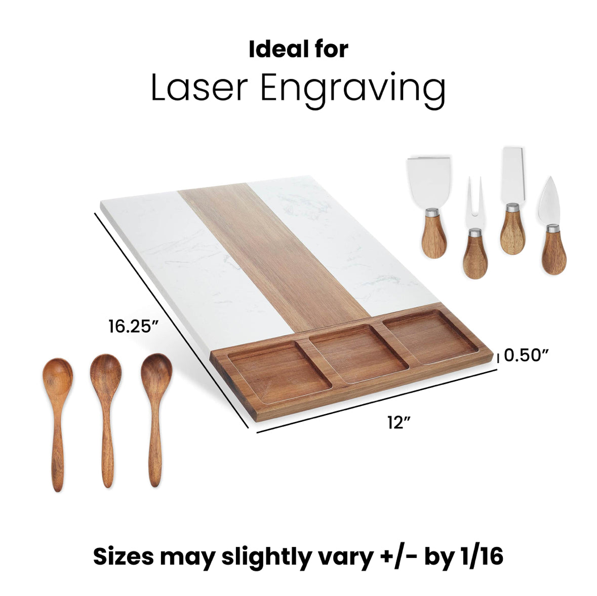 Marble Charcuterie Board - 11 Piece Set