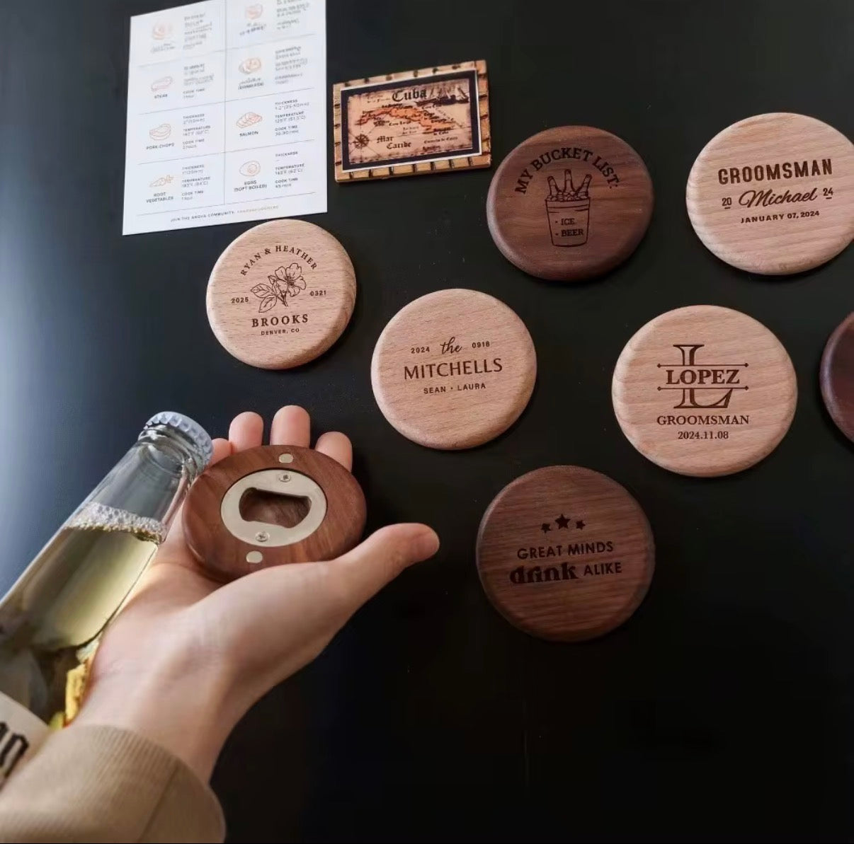 Custom Engraved Wooden Bottle Opener | Wedding, Groomsman & Party Favors