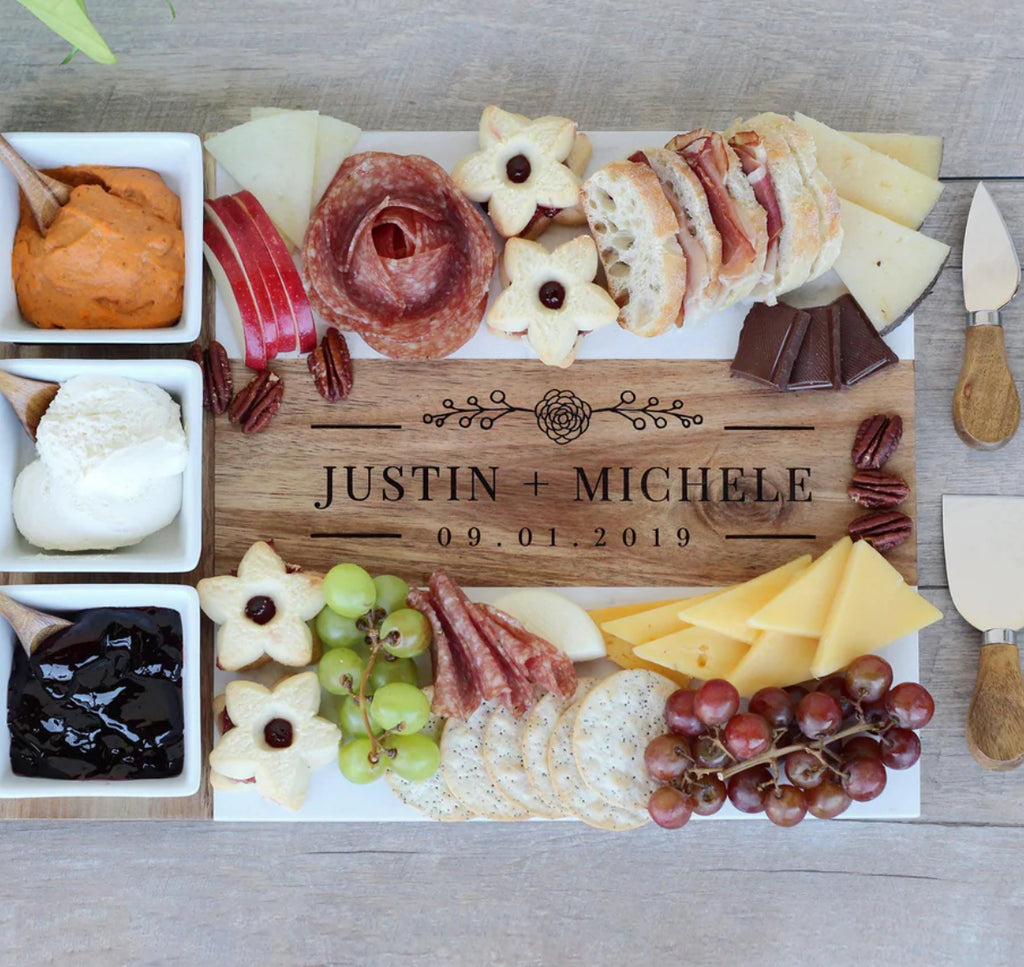 Marble Charcuterie Board - 11 Piece Set