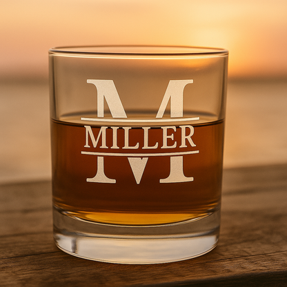 Custom Engraved Decanter and Whiskey Rocks Glasses