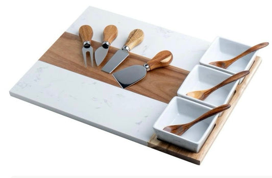 Marble Charcuterie Board - 11 Piece Set