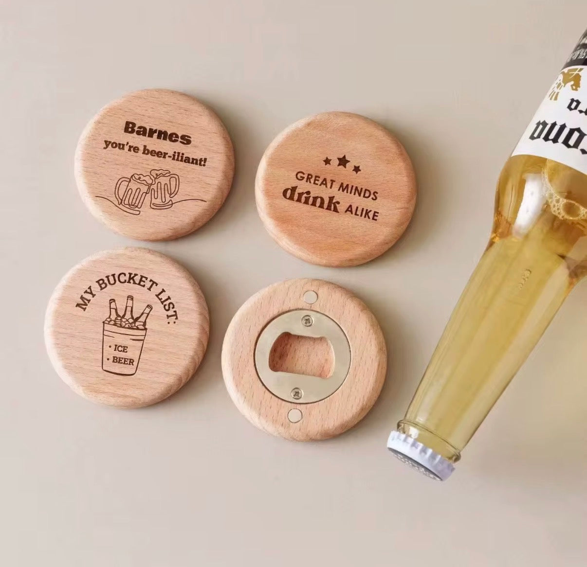 Custom Engraved Wooden Bottle Opener | Wedding, Groomsman & Party Favors