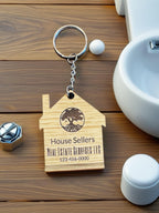 Custom Engraved House Keychain - Realtor Business Card