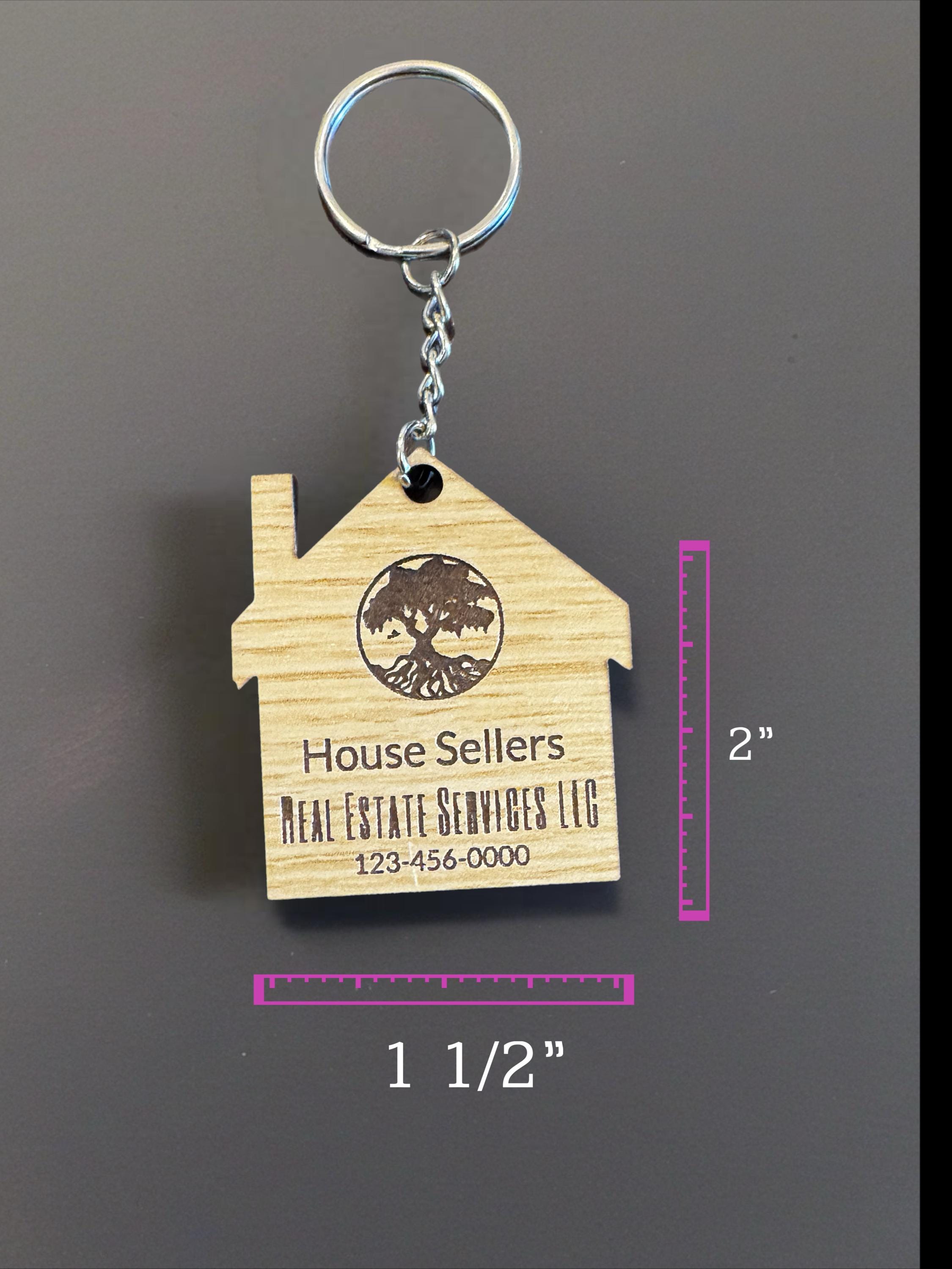Custom Engraved House Keychain - Realtor Business Card
