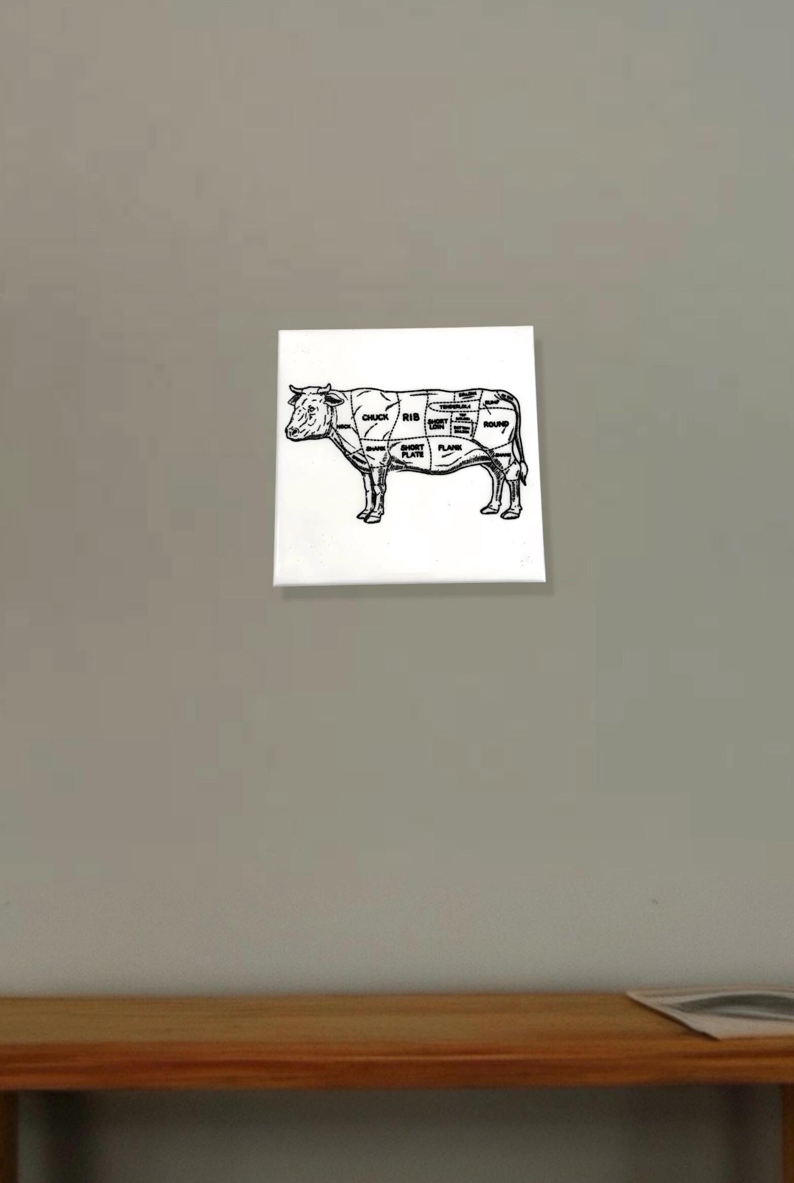 Cow Ceramic Tile Trivet, Laser Engraved 6x6