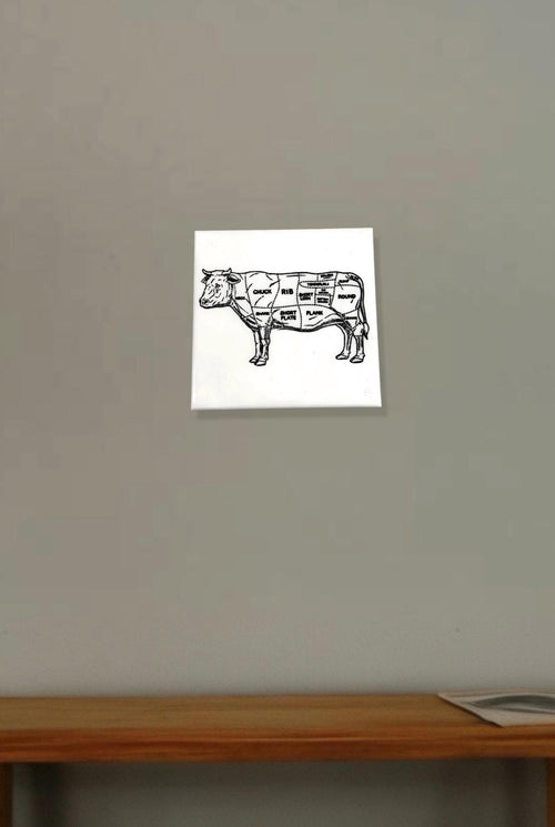 Cow Ceramic Tile Trivet, Laser Engraved 6x6