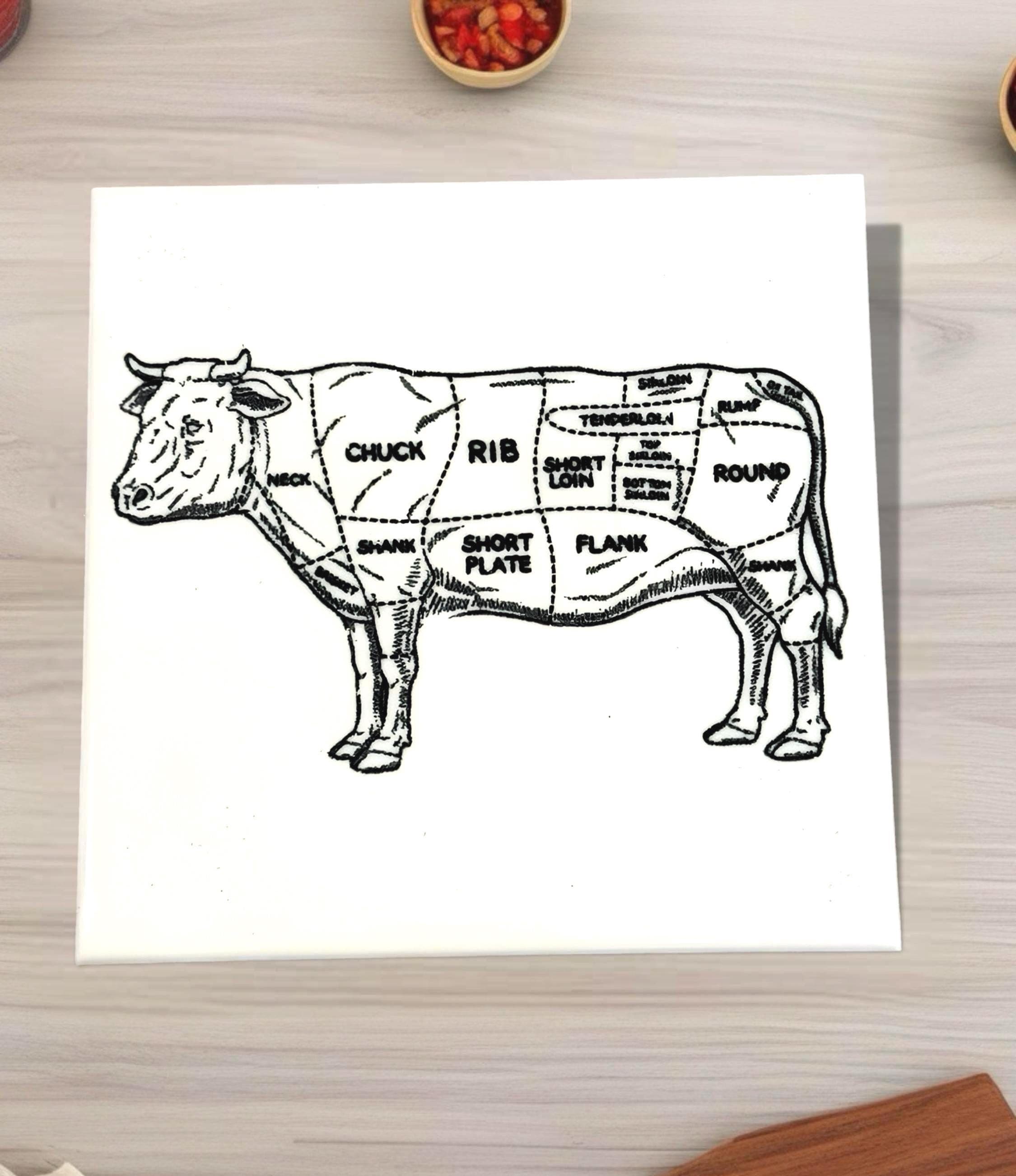 Cow Ceramic Tile Trivet, Laser Engraved 6x6