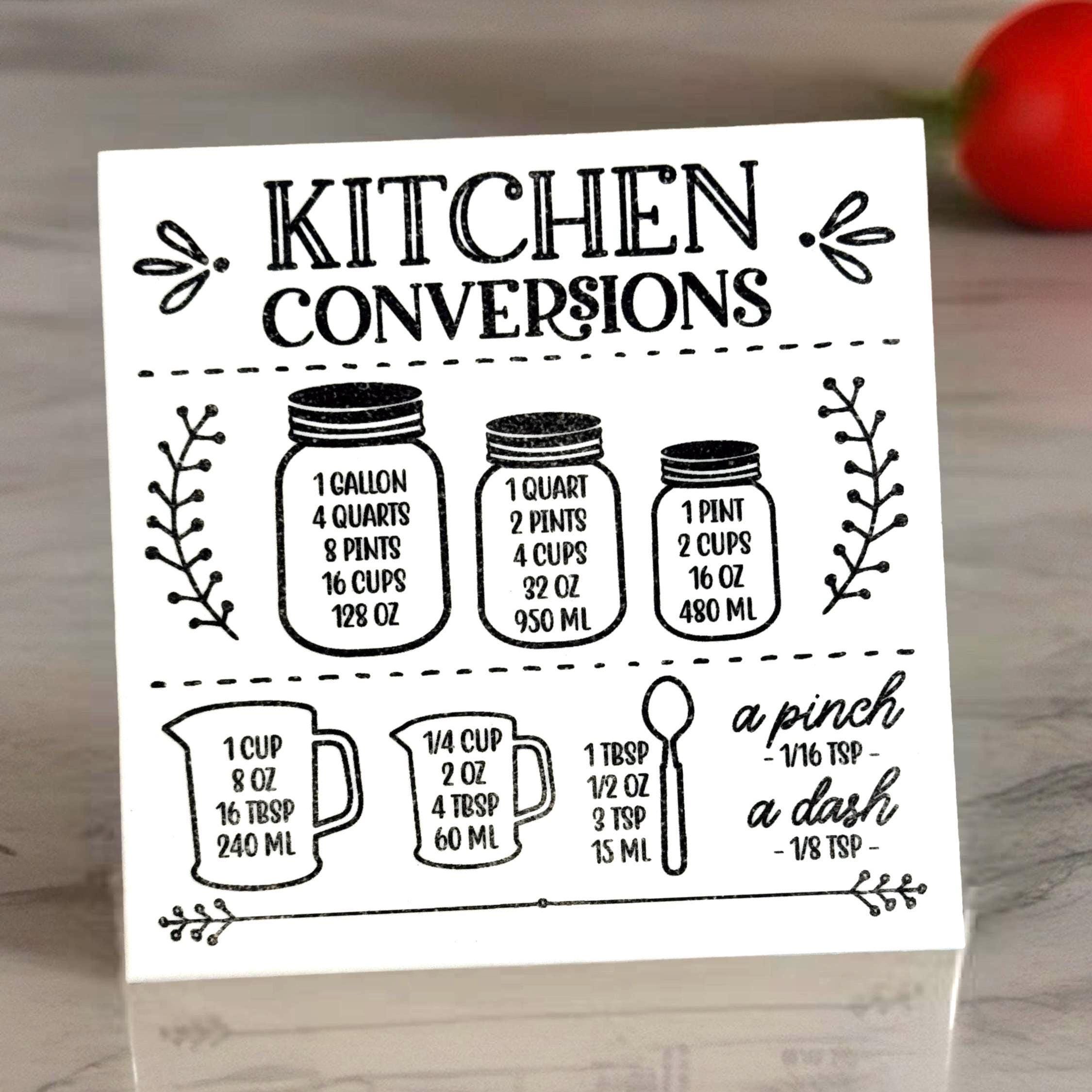 Kitchen Conversion Chart Tile Trivet, Laser Engraved 6x6 Ceramic