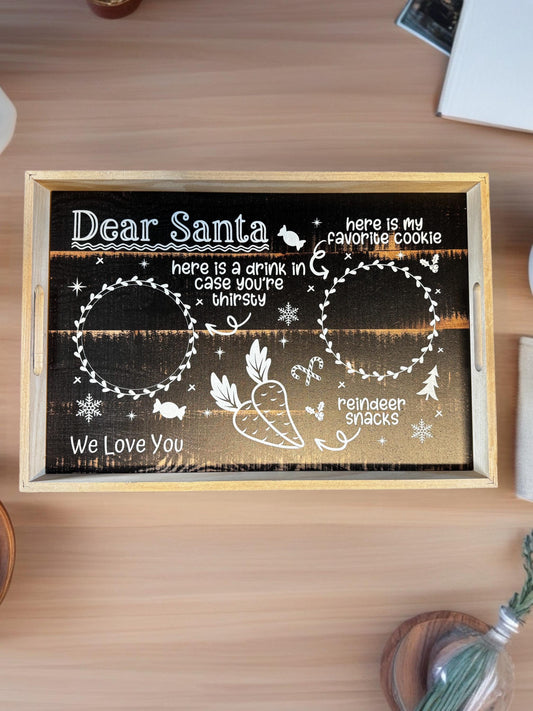 Personalized Santa Cookie Tray | Christmas Eve Milk & Cookies Serving Board | Laser Engraved Wood Holiday Tray | Kids Christmas