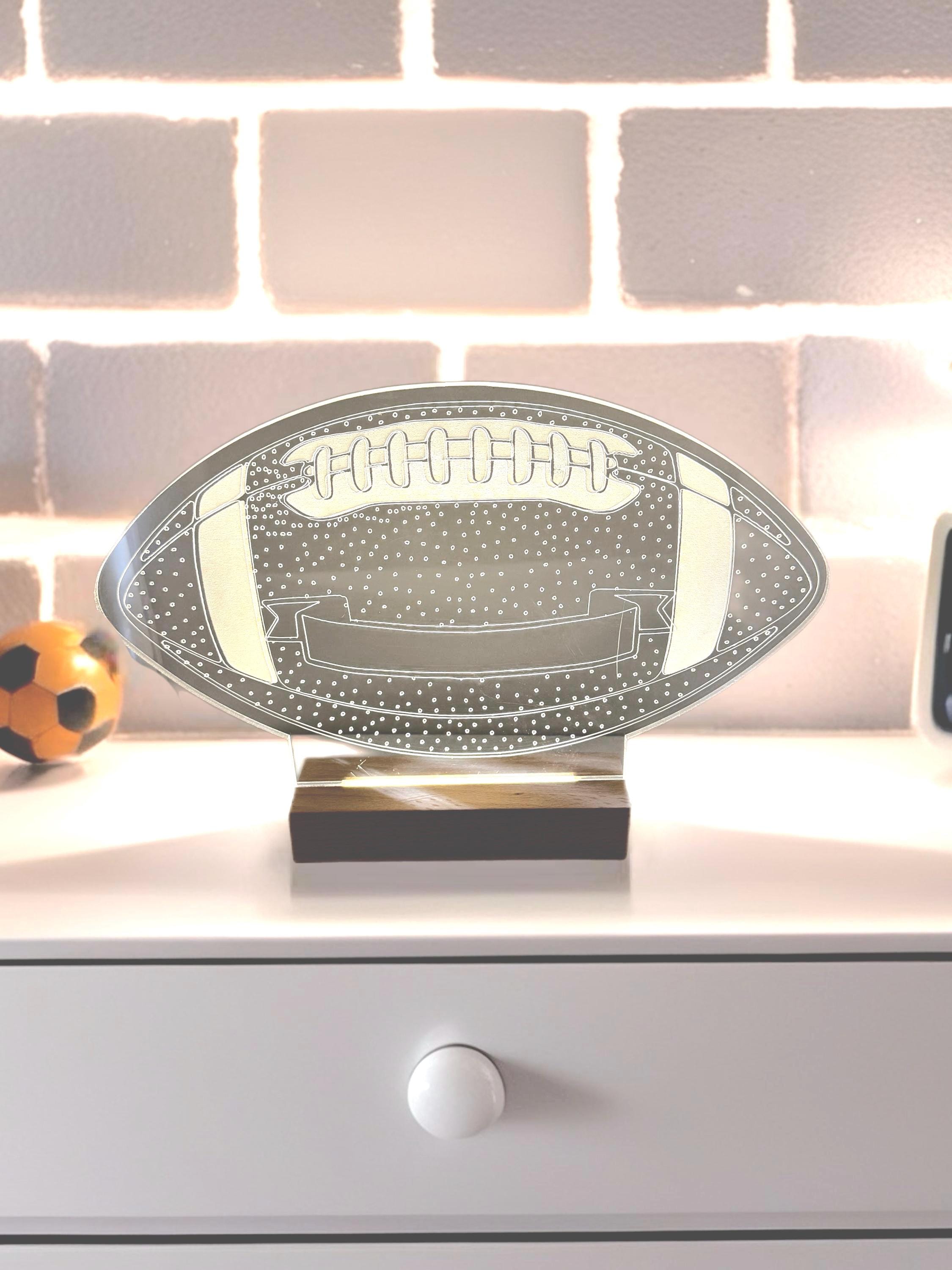 Personalized Football Night Light – Custom Engraved Acrylic LED Lamp | Sports Room Decor | Kids Bedroom Light | Gift for Football Fans