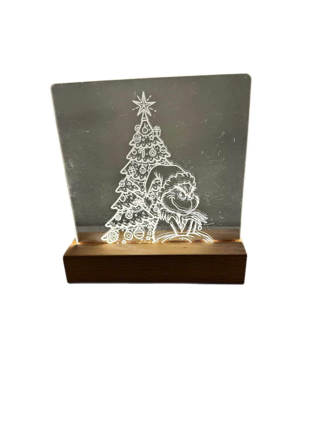 The Grinch Christmas Night Light – Laser Engraved Acrylic LED Lamp | Holiday Decor | Grinch Gift | Custom Christmas Lig