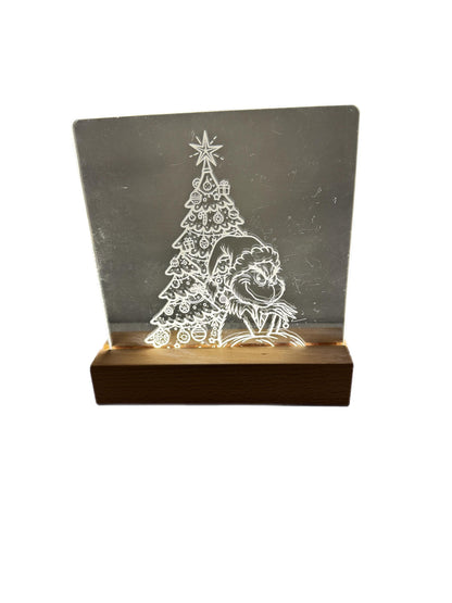 The Grinch Christmas Night Light – Laser Engraved Acrylic LED Lamp | Holiday Decor | Grinch Gift | Custom Christmas Lig