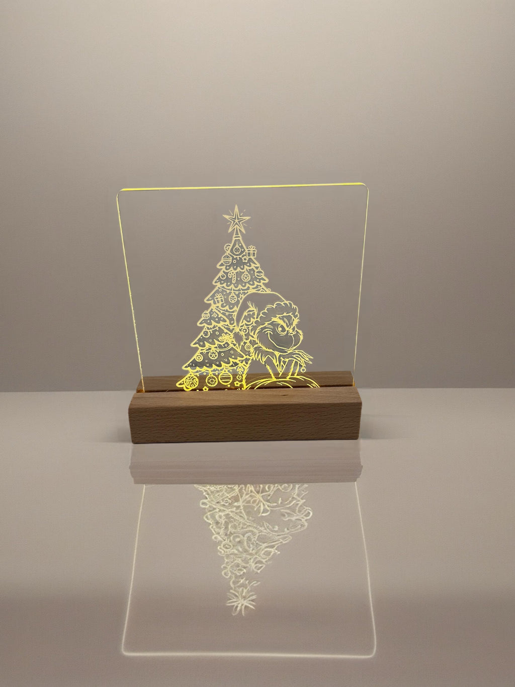 The Grinch Christmas Night Light – Laser Engraved Acrylic LED Lamp | Holiday Decor | Grinch Gift | Custom Christmas Lig