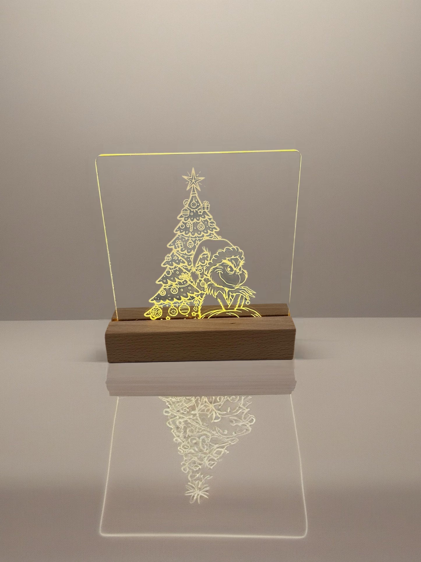 The Grinch Christmas Night Light – Laser Engraved Acrylic LED Lamp | Holiday Decor | Grinch Gift | Custom Christmas Lig