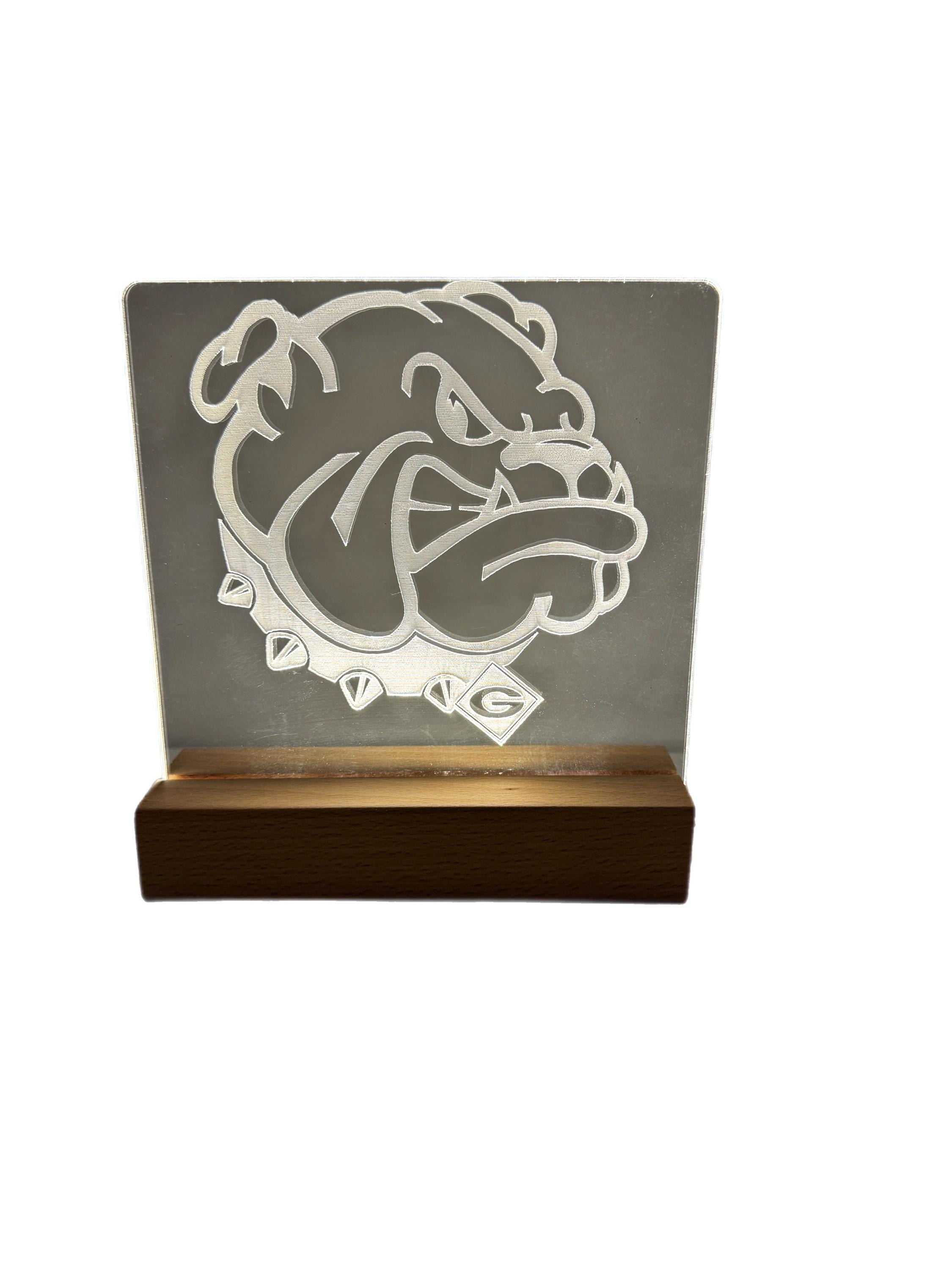 Georgia Bulldogs LED Night Light – Laser Engraved Acrylic Lamp | College Football Gift | Bulldog Desk Décor | Sports Fan Gift
