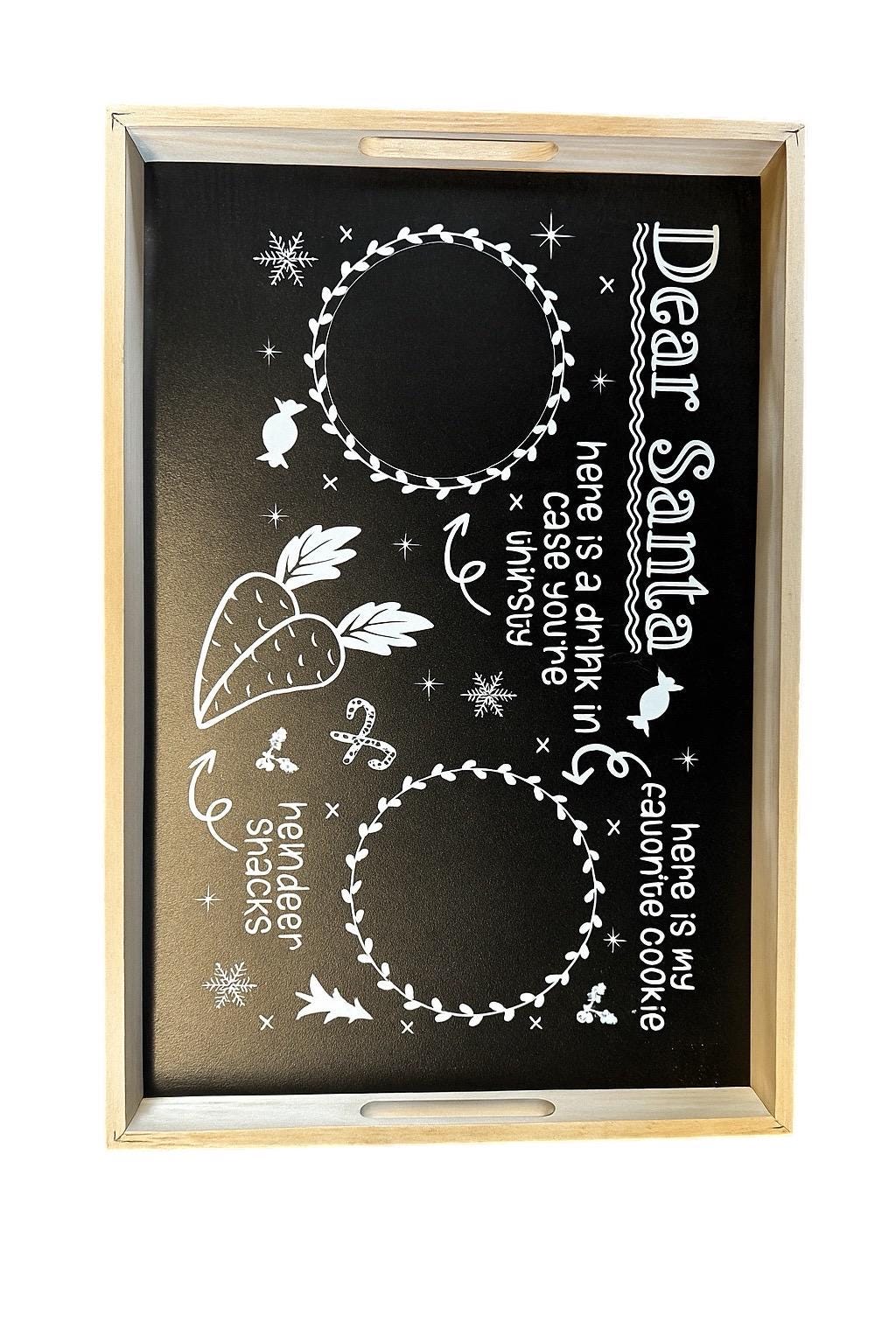 Personalized Santa Cookie Tray | Christmas Eve Milk & Cookies Serving Board | Laser Engraved Wood Holiday Tray | Kids Christmas