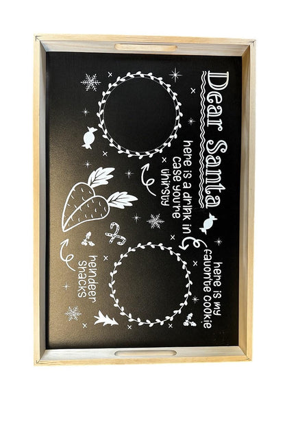 Personalized Santa Cookie Tray | Christmas Eve Milk & Cookies Serving Board | Laser Engraved Wood Holiday Tray | Kids Christmas