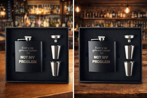 Funny Engraved Flask Gift Set – "Drink Up Bitches"