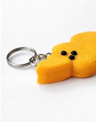 Funny Bite Peep Keychain | 3D Printed Bunny Keyring | Cute Easter Charm | Unique Plastic Keychain Gift