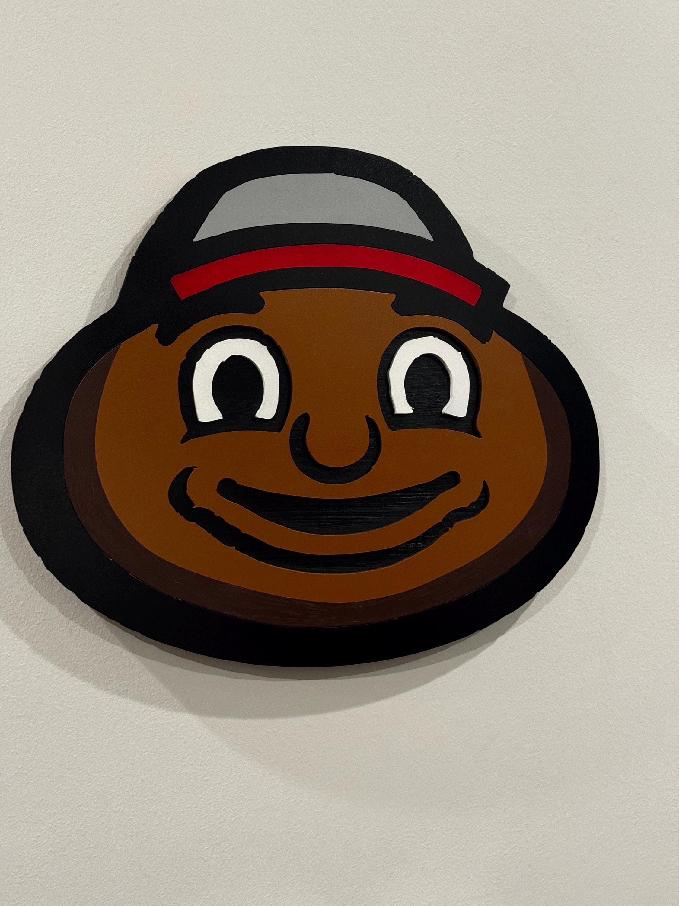 Brutus Buckeye Wall Art | Ohio State Decor | Wooden Layered Sign | Buckeyes Fan Gift | College Sports Wall Decor | 18” x 21”