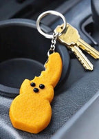 Funny Bite Peep Keychain | 3D Printed Bunny Keyring | Cute Easter Charm | Unique Plastic Keychain Gift