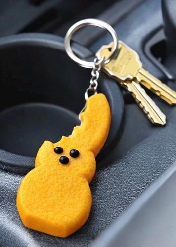 Funny Bite Peep Keychain | 3D Printed Bunny Keyring | Cute Easter Charm | Unique Plastic Keychain Gift
